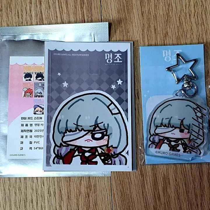 [BUNJANG] Kakao Friends Floro Card Sticker Acrylic Keyring Set / 명조 카카오 플로로 카드 스티커 아크릴 키링 세트