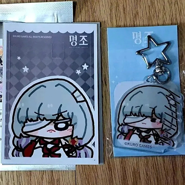 [BUNJANG] Kakao Friends Floro Card Sticker Acrylic Keyring Set / 명조 카카오 플로로 카드 스티커 아크릴 키링 세트