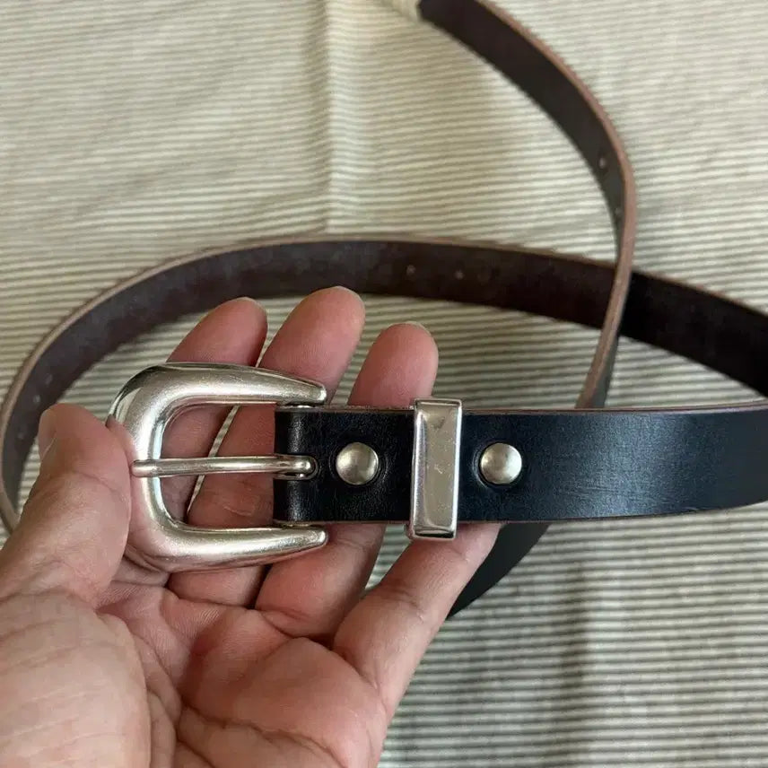 [BUNJANG] Custom Studded Western Belt - Dark Brown Bridle Leather / 스터드 웨스턴 벨트