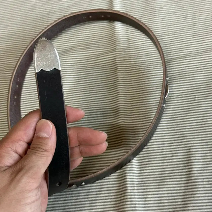 [BUNJANG] Custom Studded Western Belt - Dark Brown Bridle Leather / 스터드 웨스턴 벨트