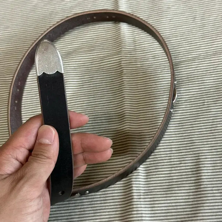 [BUNJANG] Custom Studded Western Belt - Dark Brown Bridle Leather / 스터드 웨스턴 벨트