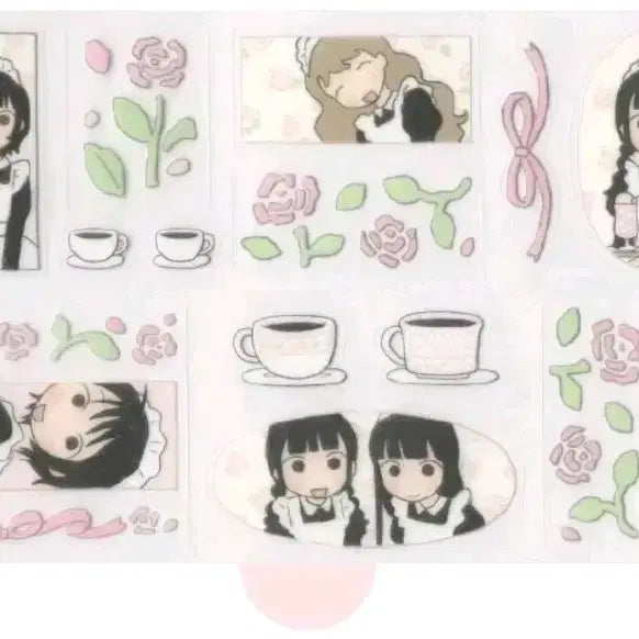 [BUNJANG] Ui Coffee and Rose Kiss Cut Washi Tape / 우이 커피와 장미 키스컷띵 마테띵