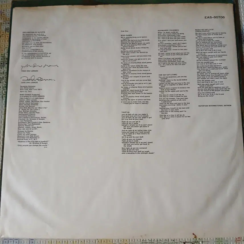 [BUNJANG] John Lennon - Mind Games Vinyl Record / Lp중고 JOHN LENNON - MIND GAMES 음반 판매합니다.