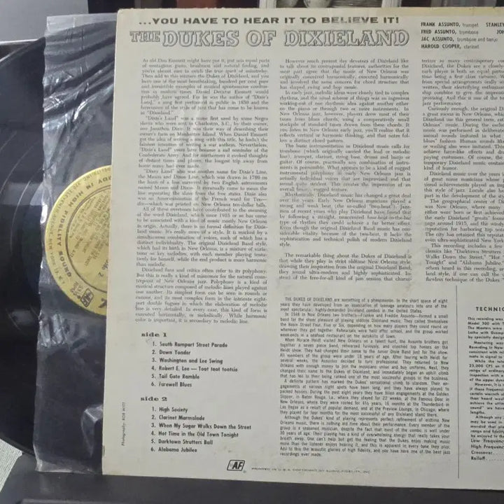 [BUNJANG] The Dukes of Dixieland Debut Album "You Have To Hear It To Believe It!" (Volume 1) Jazz LP / Dukes of Dixieland_You Have To~_재즈LP USA