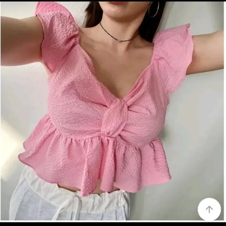 [BUNJANG] Frill Sleeveless Blouse / 프릴 나시 블라우스 세일(20.000-12.000