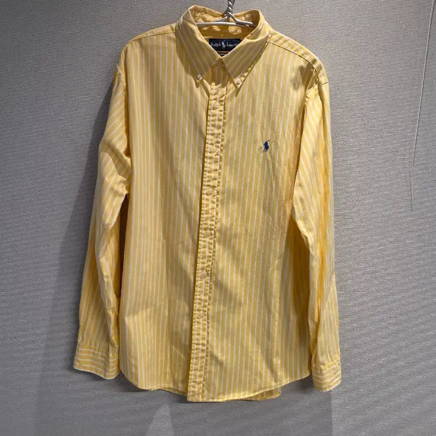 [BUNJANG] Polo Ralph Lauren Yellow Stripe Custom Fit Shirt Size 43 / 폴로 랄프로렌 셔츠 옐로우 스트라이프