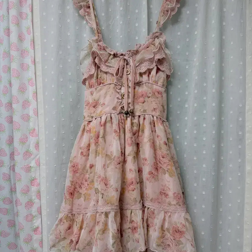 [BUNJANG] Lizlisa Floral Chiffon Lace Dress Pinterest Latte Gal / 리즈리사 플로럴 쉬폰 레이스 원피스 핀터레스트 라떼갸루