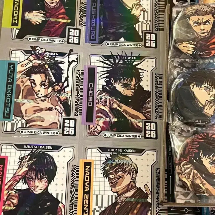 [BUNJANG] Jujutsu Kaisen Original Art Can Badge &amp; Hologram Sticker Set - Fushiguro, Yuta / 주술회전 원화 캔뱃지, 홀로 스티커 세트 판매 유지, 후시구로, 유타