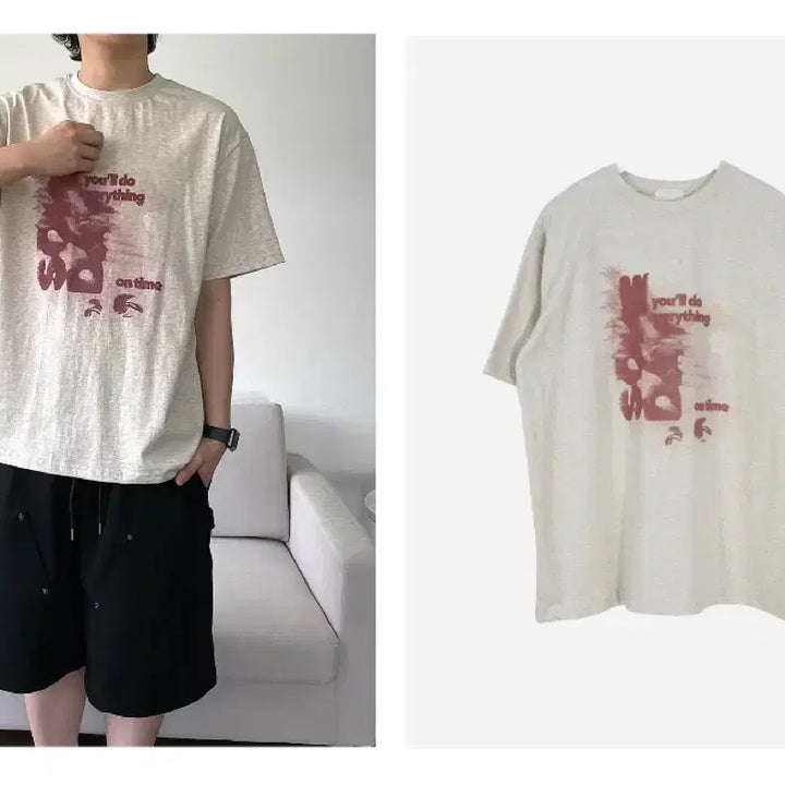 [BUNJANG] Shadow Printing Oversized Summer T-Shirt / 쉐도우 프린팅 나염 반팔티 오버핏 여름 티셔츠