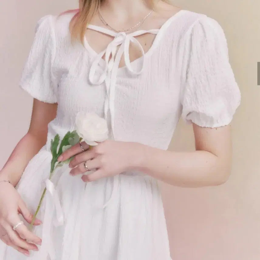 [BUNJANG] Moonfairy Blanc Ribbon Puff Dress / 문페어리 블랑 리본 퍼프 드레스