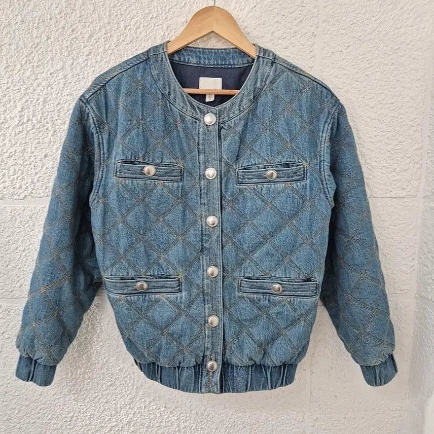 [BUNJANG] H&amp;M Denim Quilting Blouson Jacket / h&amp;m 데님 퀼팅 블루종 자켓