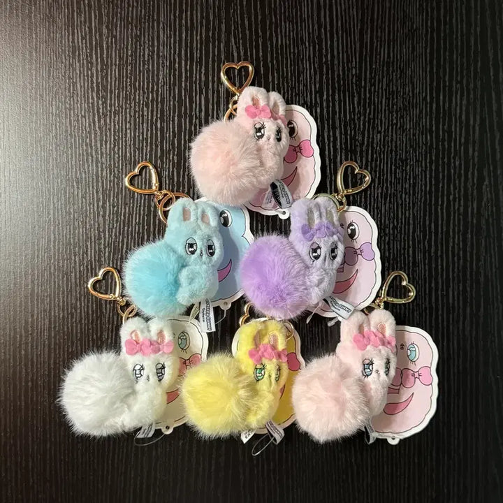[SOLD OUT] [풀세트] 에스더버니 플러피볼 키링 인형(크림스위티리본라벤더블루해피)