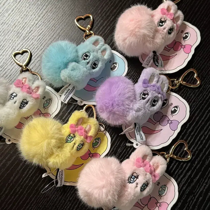 [SOLD OUT] [풀세트] 에스더버니 플러피볼 키링 인형(크림스위티리본라벤더블루해피)