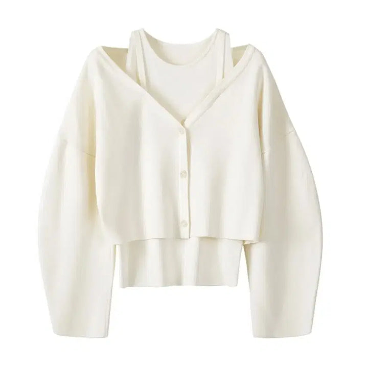 [BUNJANG] ENOR Off-Shoulder Cardigan Set / 엔오르 오프숄더 가디건 세트