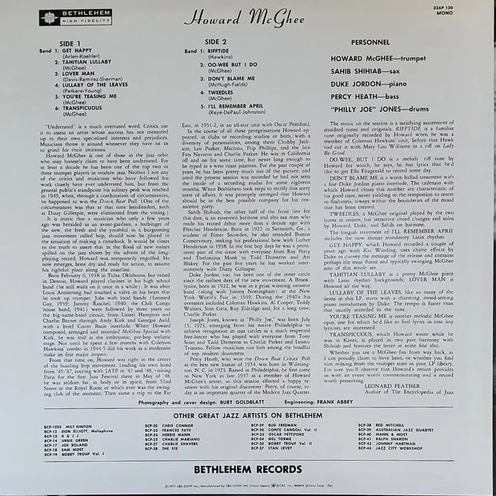 [BUNJANG] Howard McGhee The Return of Howard McGhee 1977 Japanese Import Jazz LP / LP ㅡ [JAZZ] Howard McGhee  / 수입명반