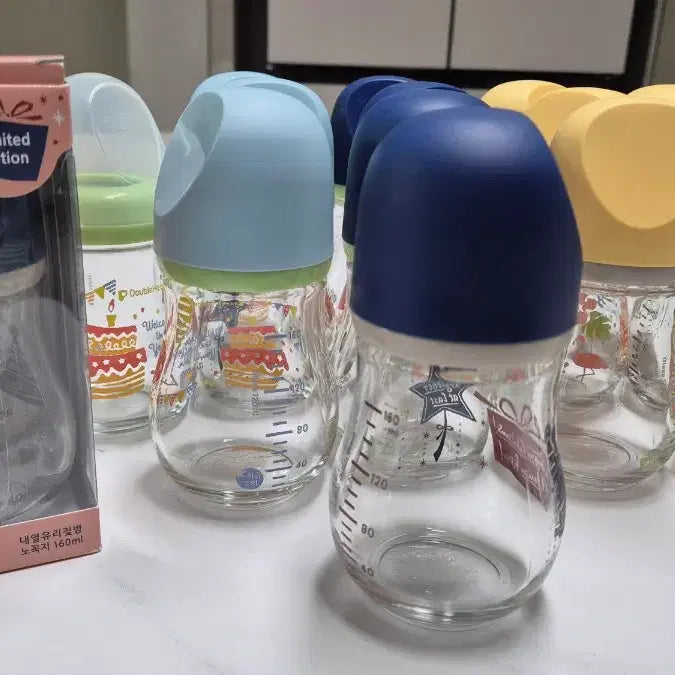 [BUNJANG] Double Heart Glass Baby Bottle 160ml (No Nipple) / 더블하트 유리젖병 160ml  노꼭지
