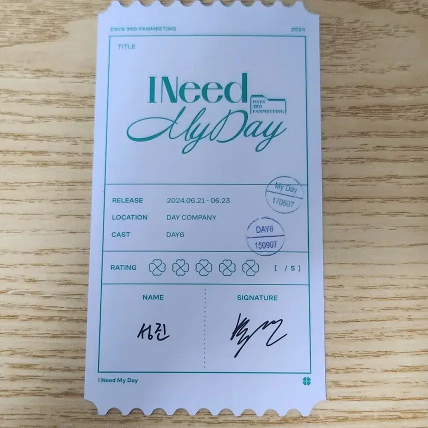 [BUNJANG] Day6 Sungjin Fanmeeting Photo Ticket / 데이식스 팬미팅 포토티켓 성진