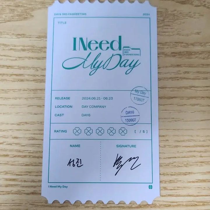 [BUNJANG] Day6 Sungjin Fanmeeting Photo Ticket / 데이식스 팬미팅 포토티켓 성진