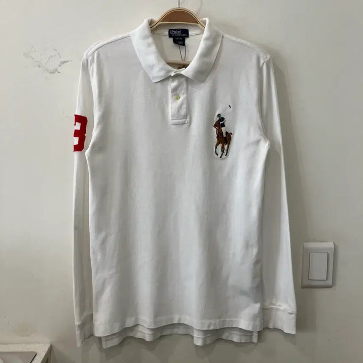 [BUNJANG] Polo Ralph Lauren Big Pony Long Sleeve Polo Shirt White / 35 폴로 빅포니 카라 롱슬리브 pk 화이트