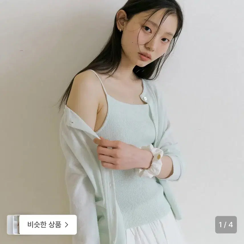 [BUNJANG] Ring Seoul Cotton Blended Cardigan and Camisole Set (Mint) / 링서울 코튼 블렌디드 가디건 나시 세트 링서울 가디건 슬리브리스 (민트)