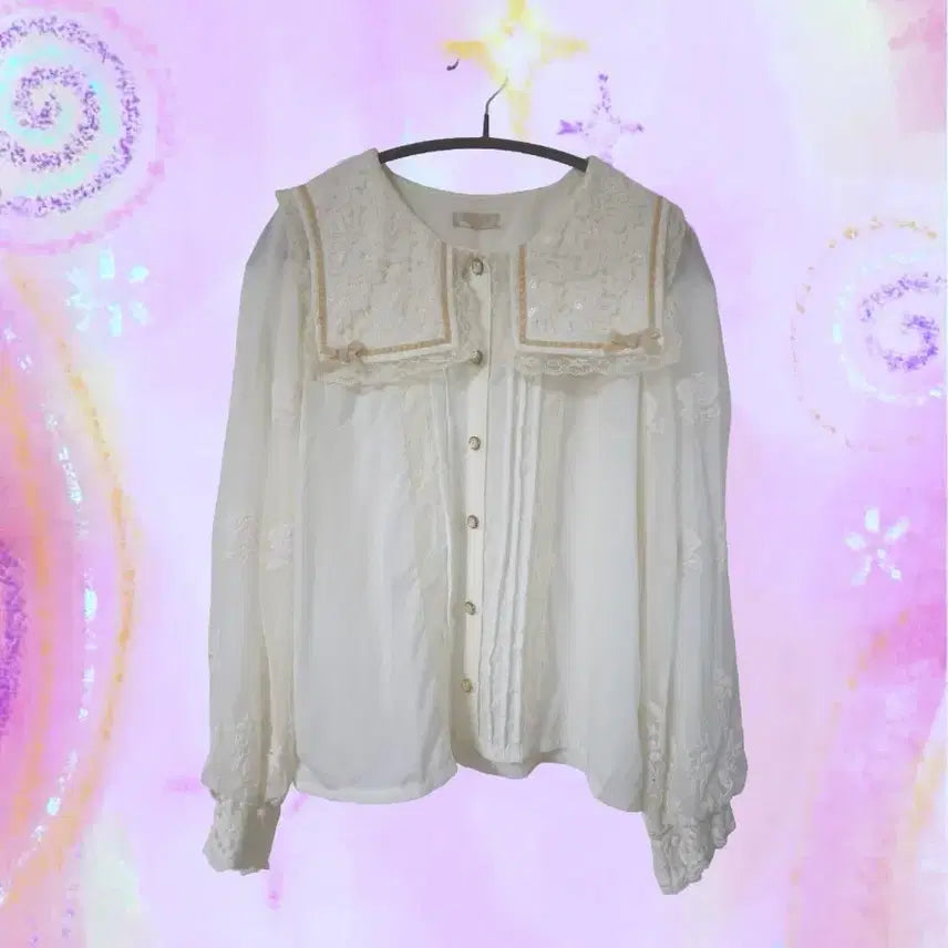 [BUNJANG] Axesfemme Embroidered Lace Sailor Collar Blouse Japanese Vintage / axesfemme 악세스팜 자수 레이스 블라우스 양산형모리걸 일본빈티지