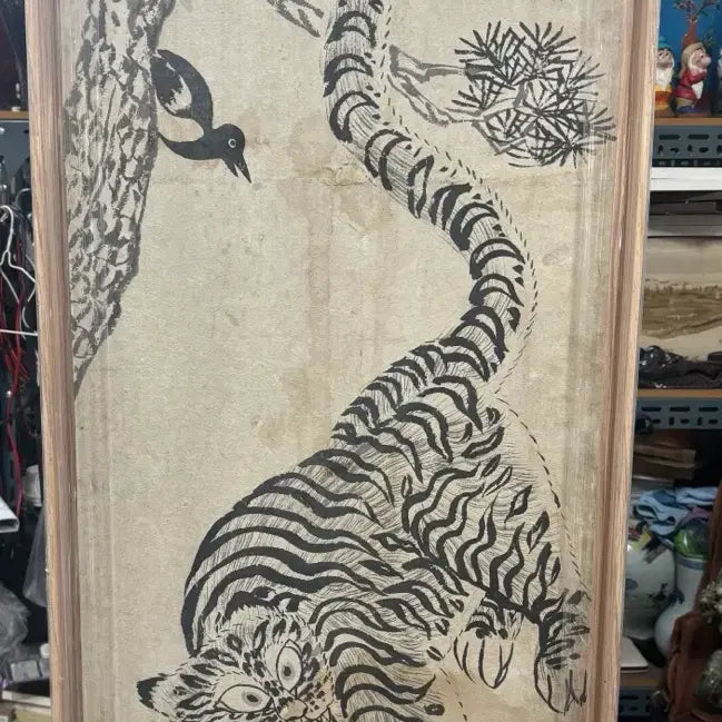 [BUNJANG] Magpie and Tiger Minhwa Korean Folk Painting / 까치 호랑이 민화