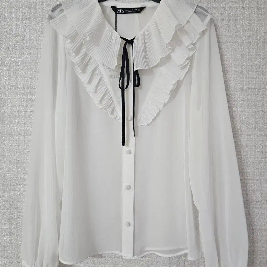 [BUNJANG] Zara Ribbon Frill See-through Blouse XS / ZARA 자라 리본 프릴 시스루 리본 블라우스 XS