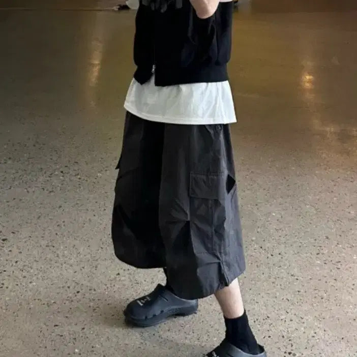 [BUNJANG] Bermuda Cargo Parachute Pants - Oversized Fit / 버뮤다 카고 파라슈트 프리 빅사이즈