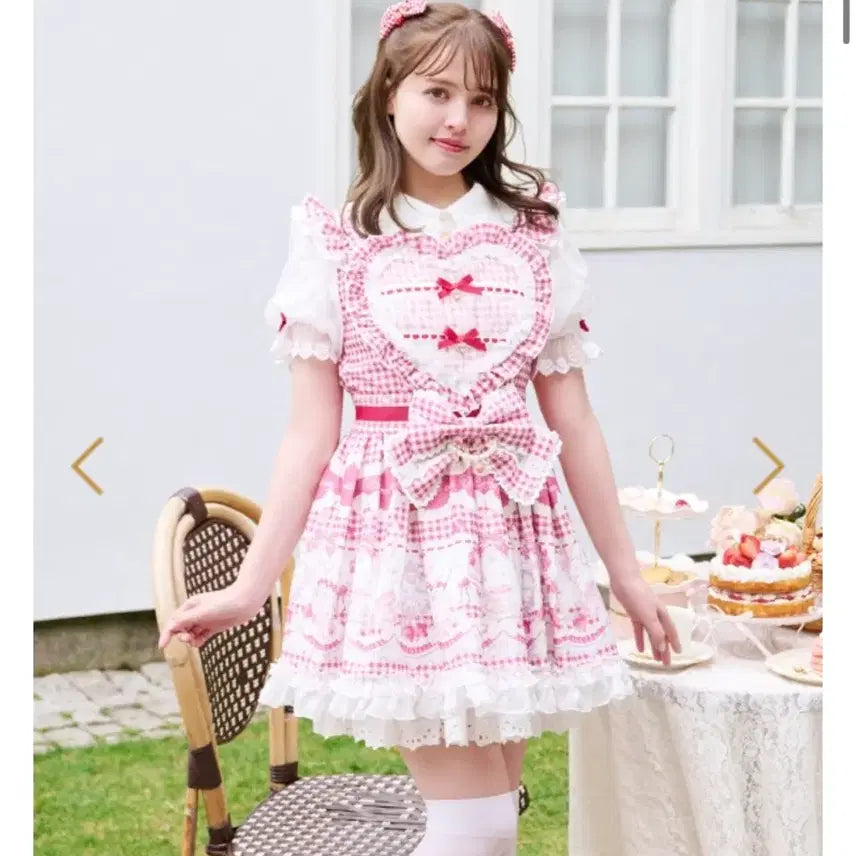[BUNJANG] Lizlisa Tea Room Dress Pink Check Heart / 리즈리사 티룸 원피스 새상품(양산형 지뢰계 디마럽 마즈 로리타 섭컬)