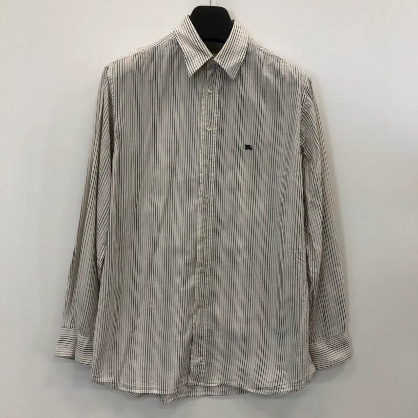 [BUNJANG] Burberry London Striped Cotton Shirt Medium / 버버리 런던 기사로고 스트라이프셔츠 M