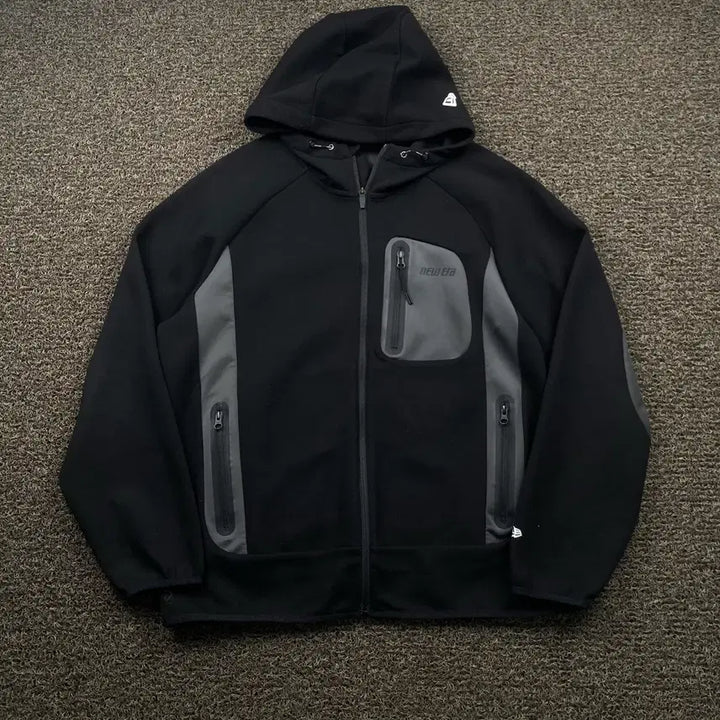 [BUNJANG] New Era Black Track Hooded Jacket / 뉴에라 블랙 트랙 후드 자켓