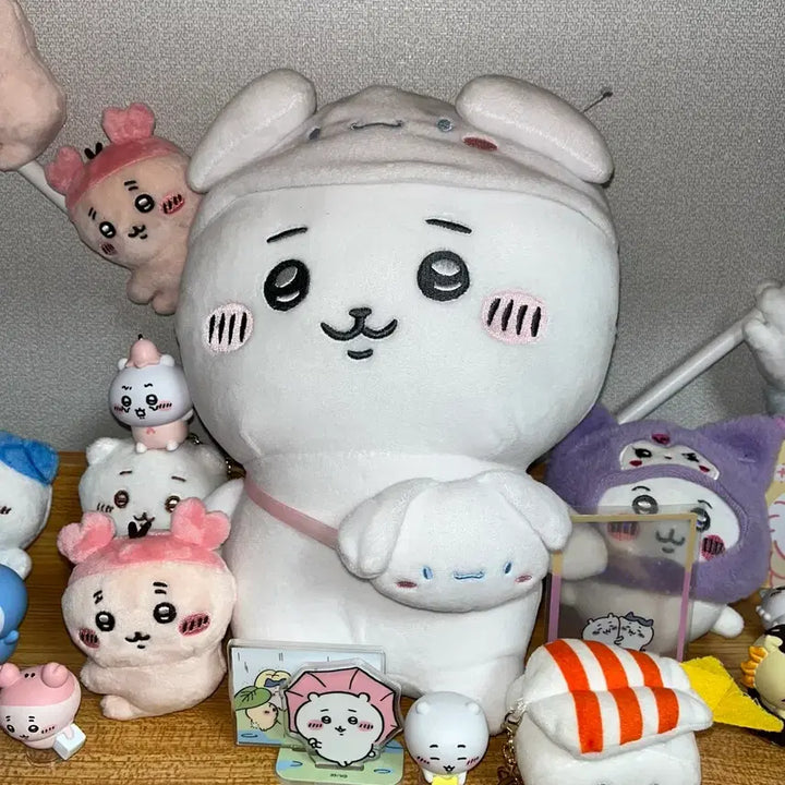 [BUNJANG] Chiikawa Racco, Hachiware, Momonga, Kurimanju Plush Set (Excluding Usagi) / 먼작귀 굿즈 판매 치이카와 우사기 제외 랏코 하치와레 모몽가 쿠리만쥬