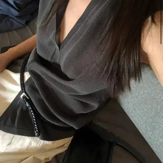 [BUNJANG] SeeU Soon Mute Knit Top Charcoal / 씨유순 뮤트니트탑