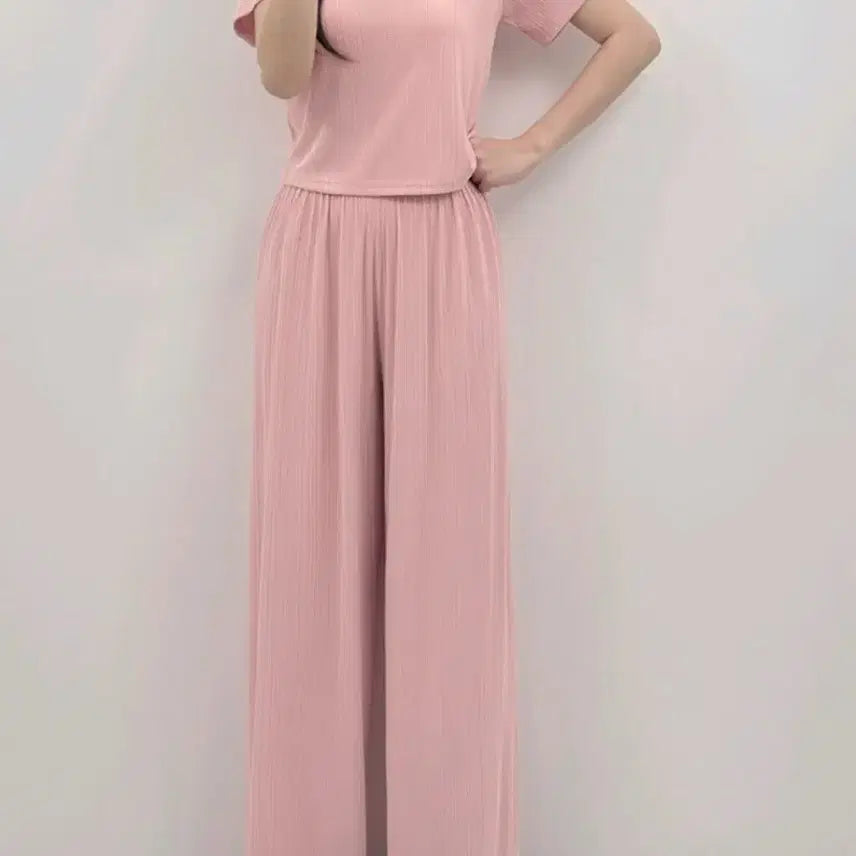 [SOLD OUT] 여름 플리츠 반팔티 팬츠 셋트 (블랙,핑크,화이트)편안하면서도 스타일