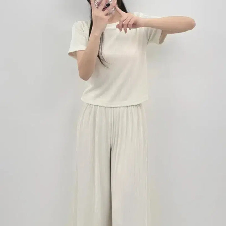 [SOLD OUT] 여름 플리츠 반팔티 팬츠 셋트 (블랙,핑크,화이트)편안하면서도 스타일