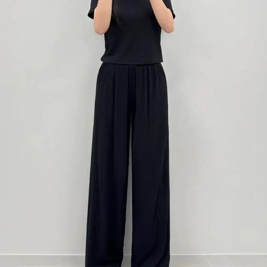 [SOLD OUT] 여름 플리츠 반팔티 팬츠 셋트 (블랙,핑크,화이트)편안하면서도 스타일