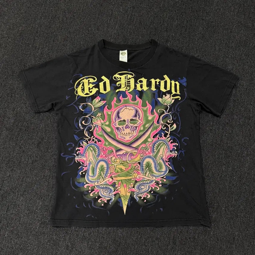 [BUNJANG] Ed Hardy Skull Snake Graphic T-Shirt / USA 에드하디 스컬 스네이크 그래픽 반팔 티셔츠