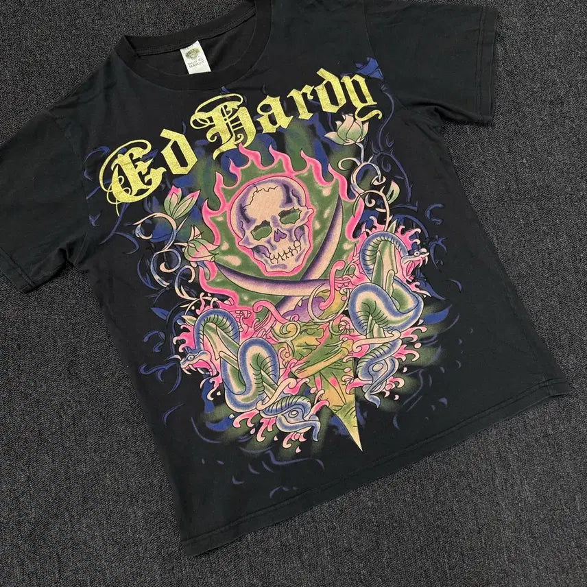[BUNJANG] Ed Hardy Skull Snake Graphic T-Shirt / USA 에드하디 스컬 스네이크 그래픽 반팔 티셔츠