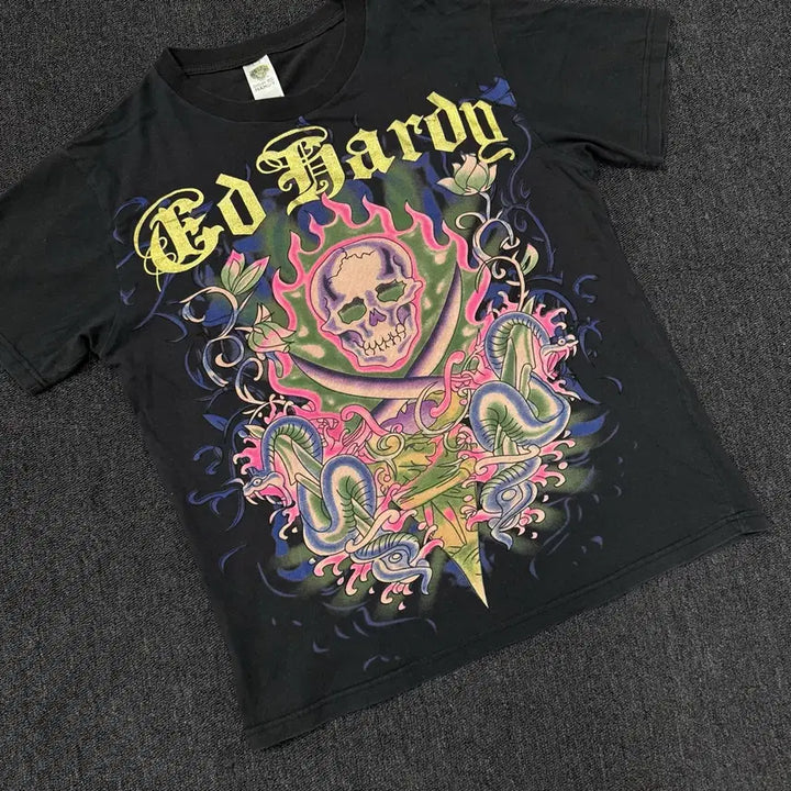 [BUNJANG] Ed Hardy Skull Snake Graphic T-Shirt / USA 에드하디 스컬 스네이크 그래픽 반팔 티셔츠