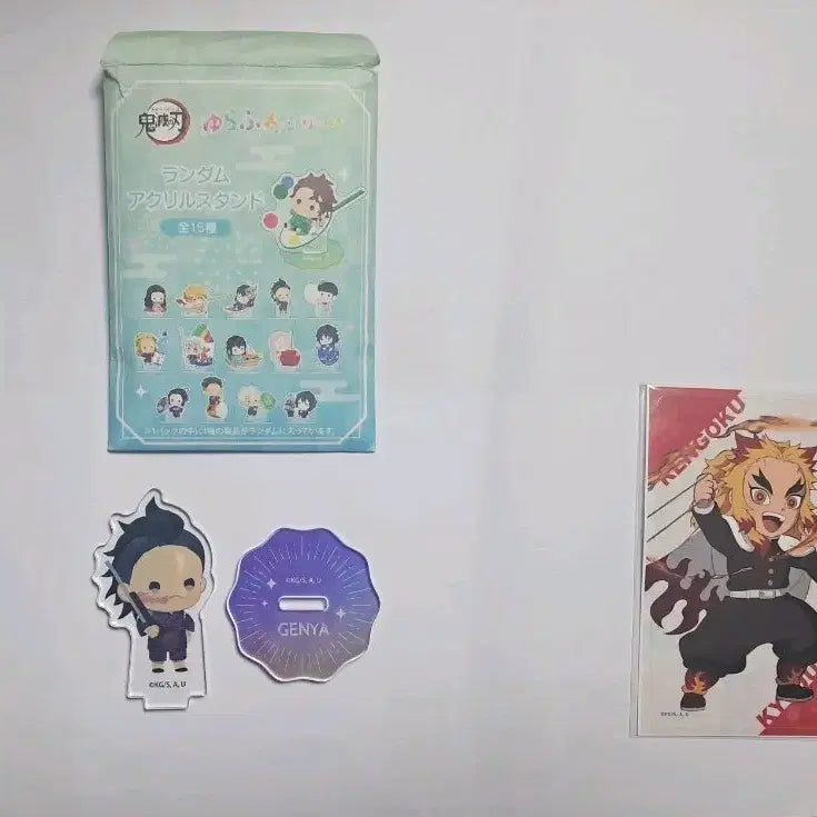 [BUNJANG] Demon Slayer Genya Acrylic Standee &amp; Rengoku Kyojuro IC Card Sticker Bundle / 일괄)귀멸의 칼날 미니 아크릴스탠드 겐야 IC 카드 스티커 렌고쿠 쿄주로