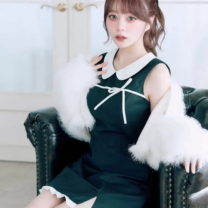 [BUNJANG] Belle Charme Pure Ribbon Mini Dress Black / 오늘까지만 판매 ) Belle Charme 일브 스나계 원피스 블랙