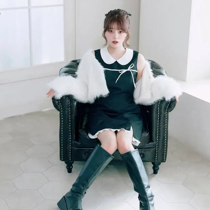 [BUNJANG] Belle Charme Pure Ribbon Mini Dress Black / 오늘까지만 판매 ) Belle Charme 일브 스나계 원피스 블랙