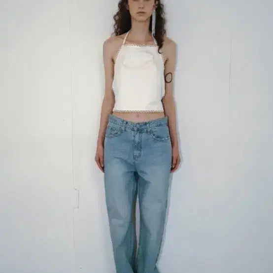 [BUNJANG] Ribbonbit Maud Line Denim Pants M Size / 리본빛 ribbonbit 마우드 라인 maud line 데님