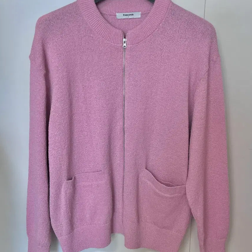 [BUNJANG] 8Seconds Boucle Round Neck Zip-Up Cardigan Light Pink / 에잇세컨즈 가디건 부클 라운드넥 집업 라이트 핑크