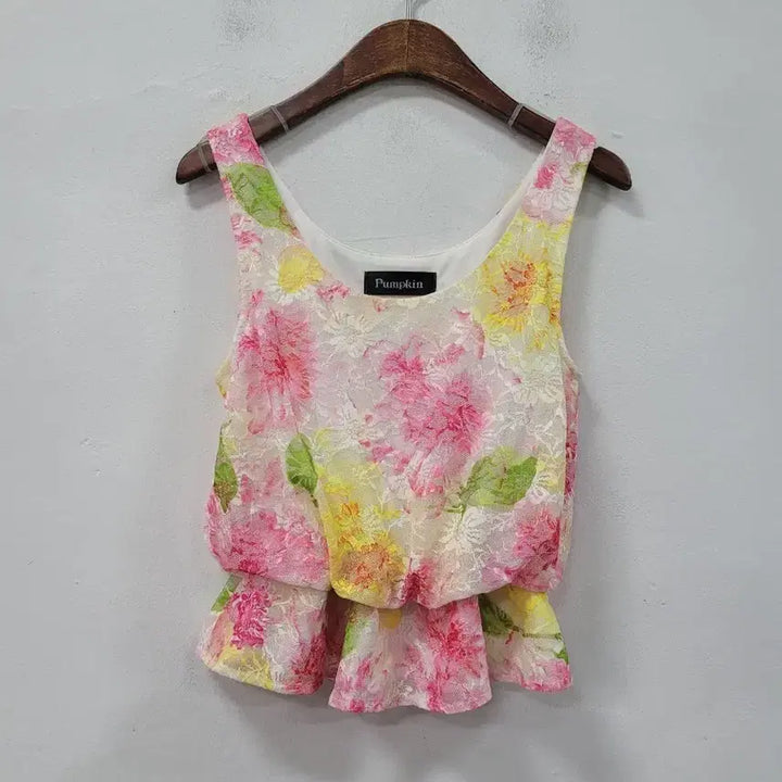 [BUNJANG] Pumpkin Floral Sleeveless Blouse / pumpkin 플로럴 나시 블라우스