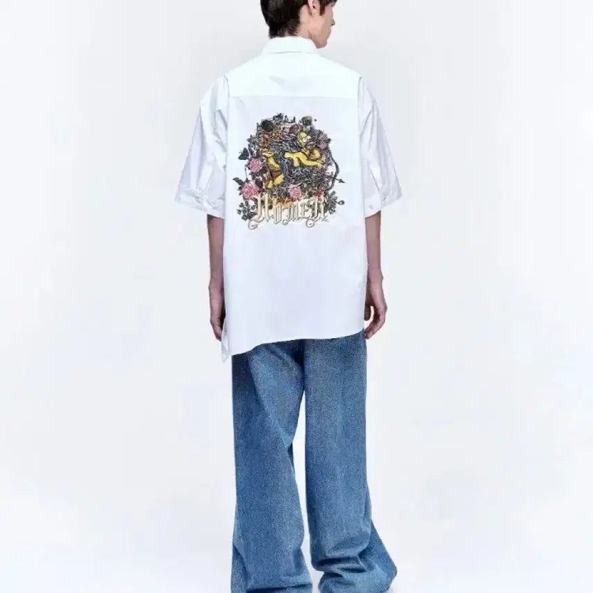 [BUNJANG] Songzio Homme Reverse Angel Homer Half Shirt White / 48/송지오옴므 리버스 엔젤 호머 하프 셔츠 화이트