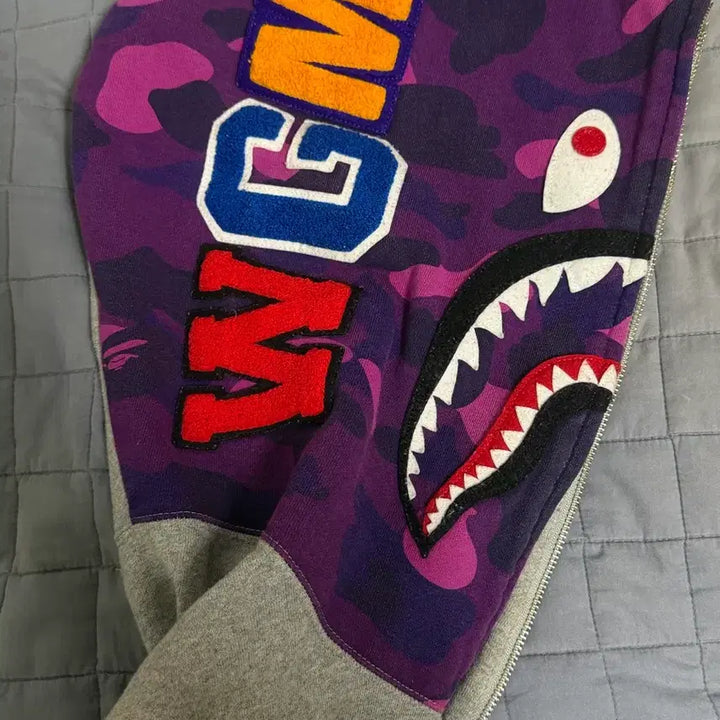 [BUNJANG] BAPE Shark Hoodie Grey Purple / [L] 정품 베이프 샤크후드 그레이 퍼플