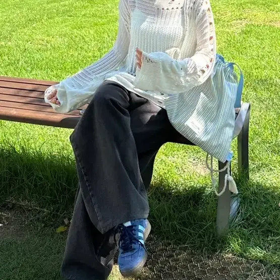[BUNJANG] Summer See-Through Punching Cover-Up Knit / 여름 시스루 펀칭 커버업 니트