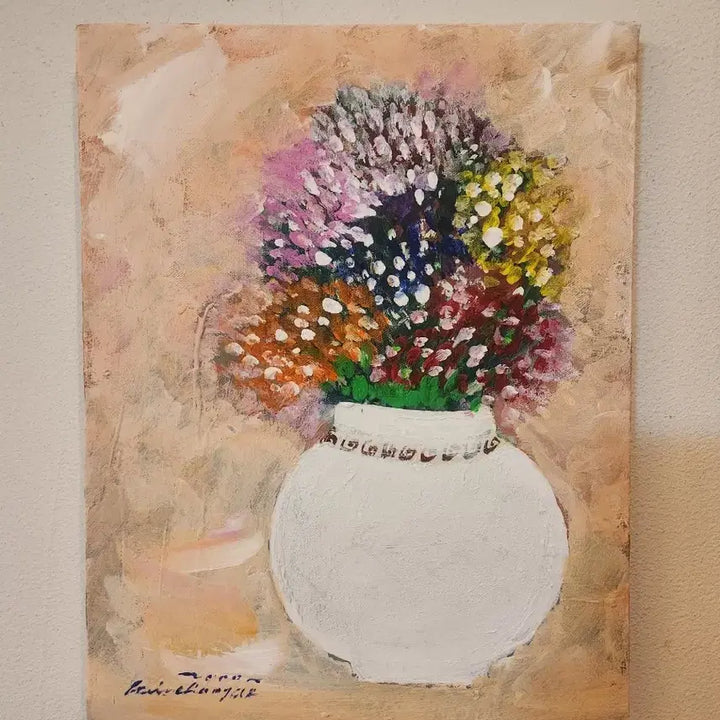 [BUNJANG] Kim Choon Jae Still Life (Hydrangea) Oil Painting / [감성가득] 따스한 색감의 몽글몽글한 정물화 (작가 Kim Choon