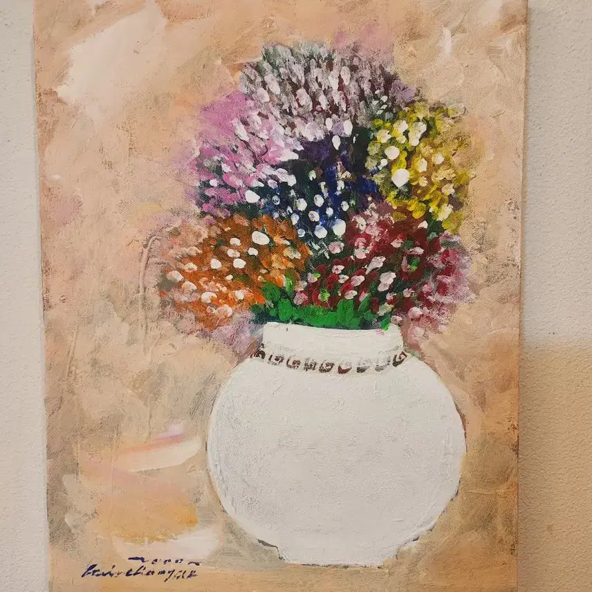 [BUNJANG] Kim Choon Jae Still Life (Hydrangea) Oil Painting / [감성가득] 따스한 색감의 몽글몽글한 정물화 (작가 Kim Choon